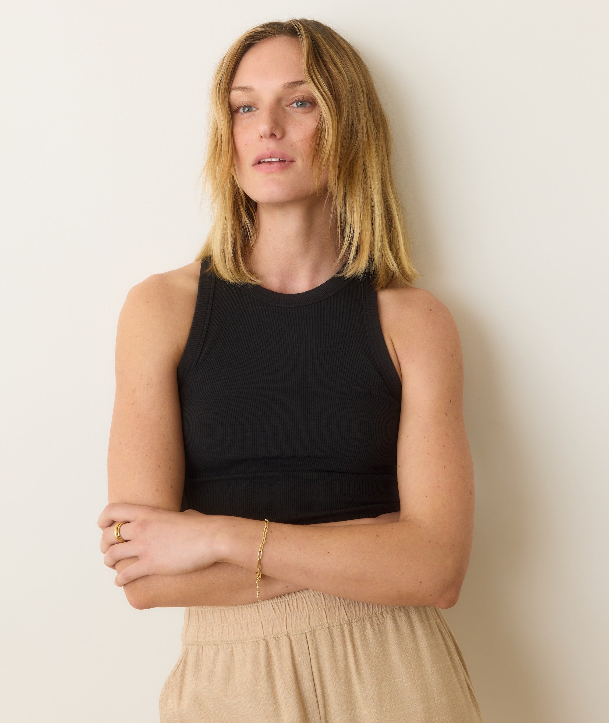 Lexi Rib Sun-In High Neck Crop Tank