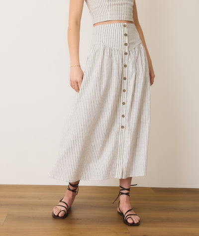 Jade Button Through Skirt