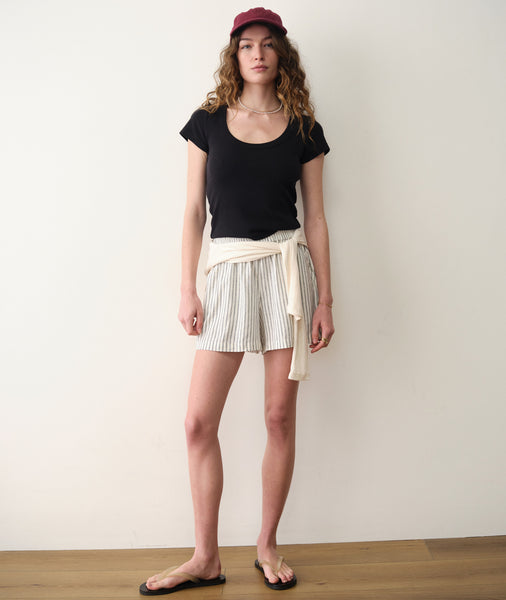 トップス meer. メーア STRIPED SHORT TOP /GRYロンハーマン