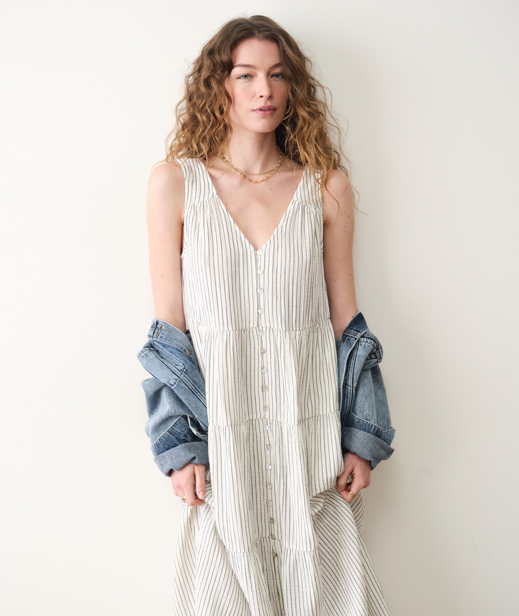 corinne maxi dress marine layer Corinne Sleeveless Organic Cotton Gauze Maxi Dress in Pink