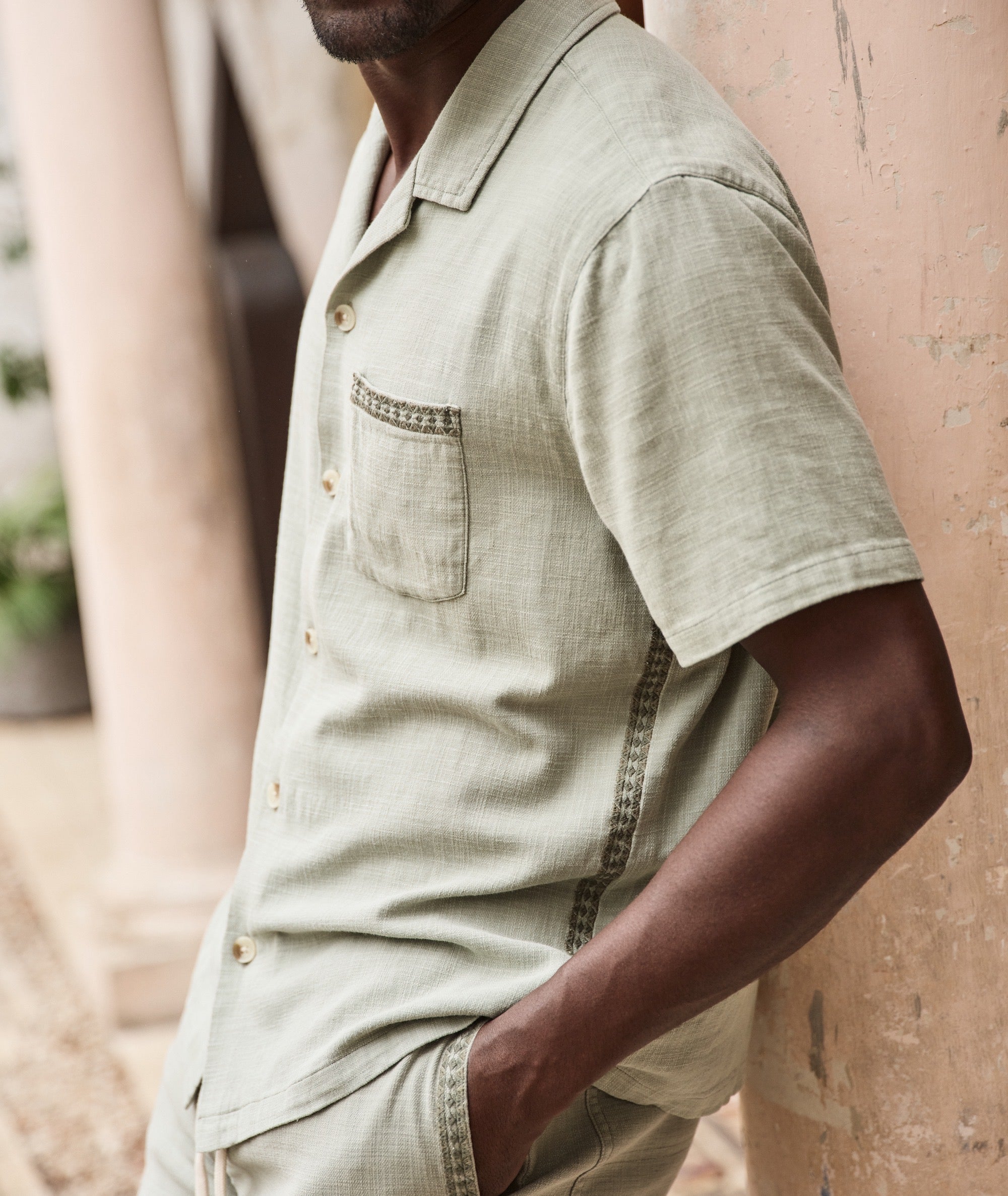 Stretch Selvage Embroidered Resort Shirt