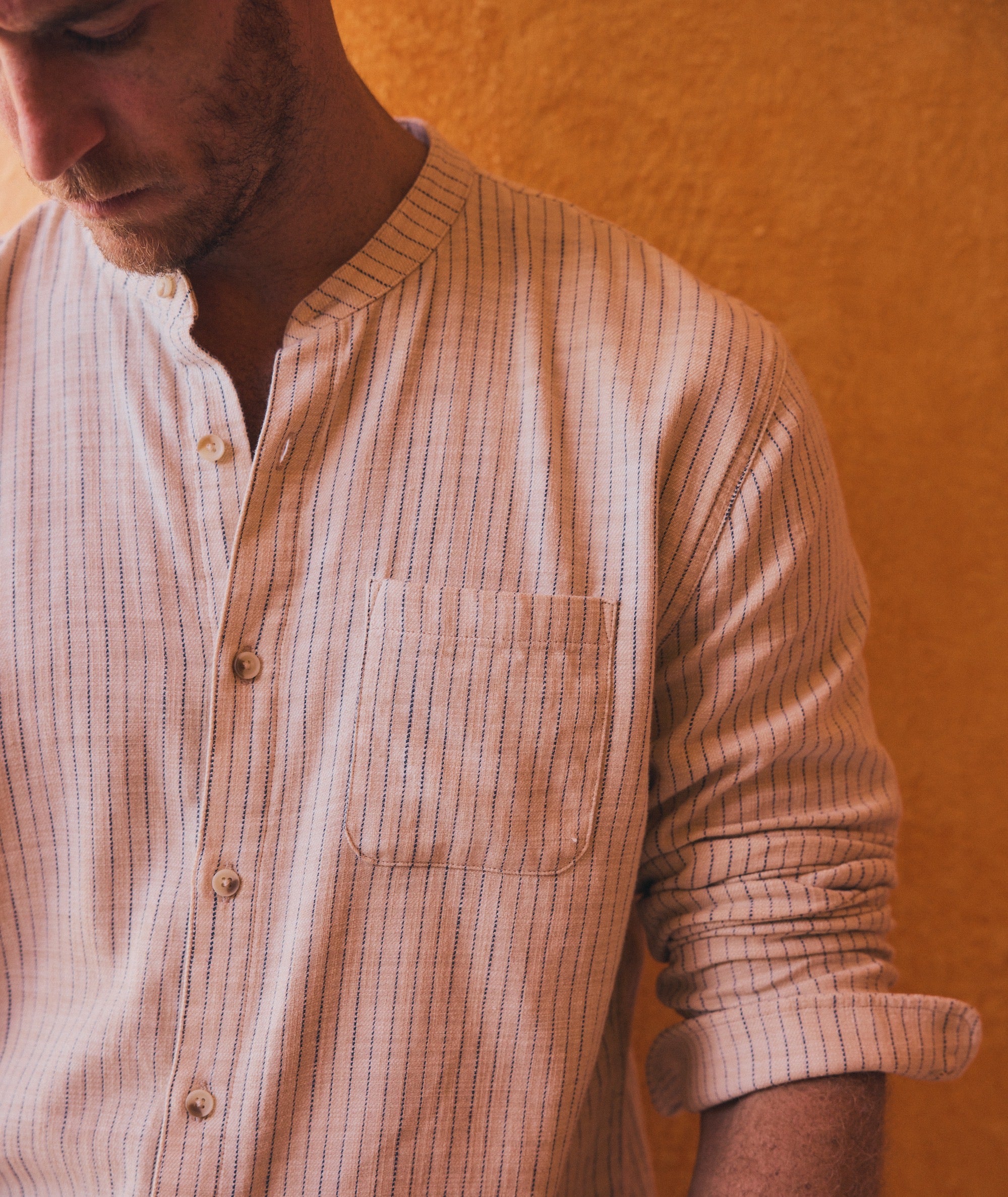 Banded Collar Stretch Selvage Shirt Marine Layer