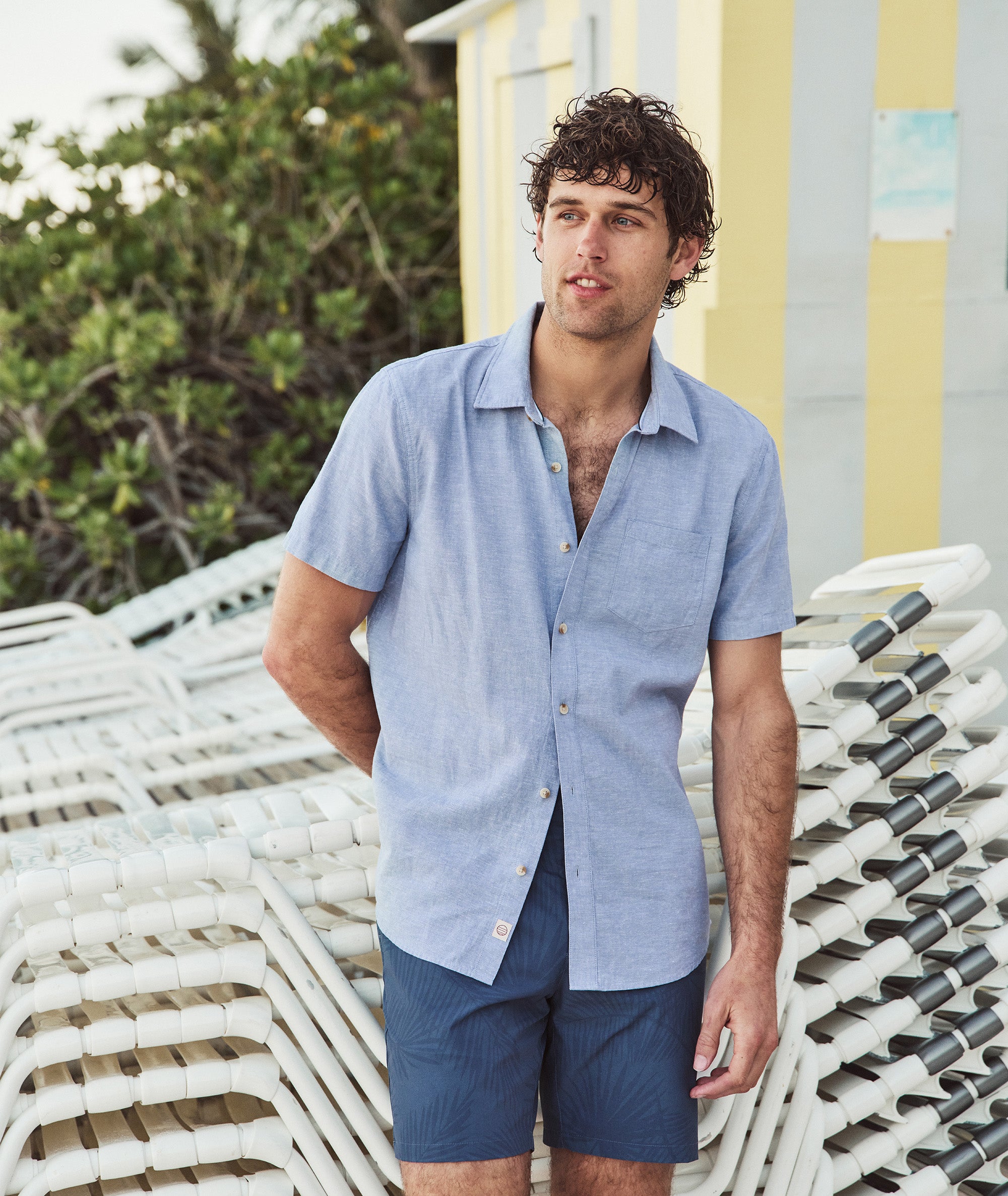 Better-Than-Linen Short Sleeve Shirt - Chambray S Better-Than-Linen Short Sleeve Shirt - Chambray S