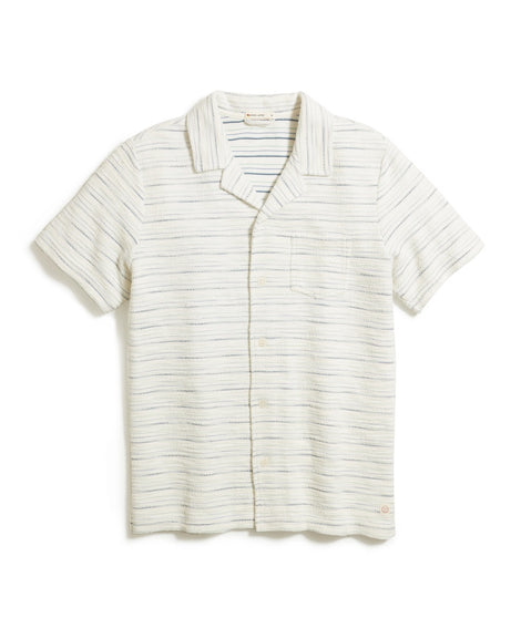 Beach Textured Resort Shirt in Natural Multi Stripe