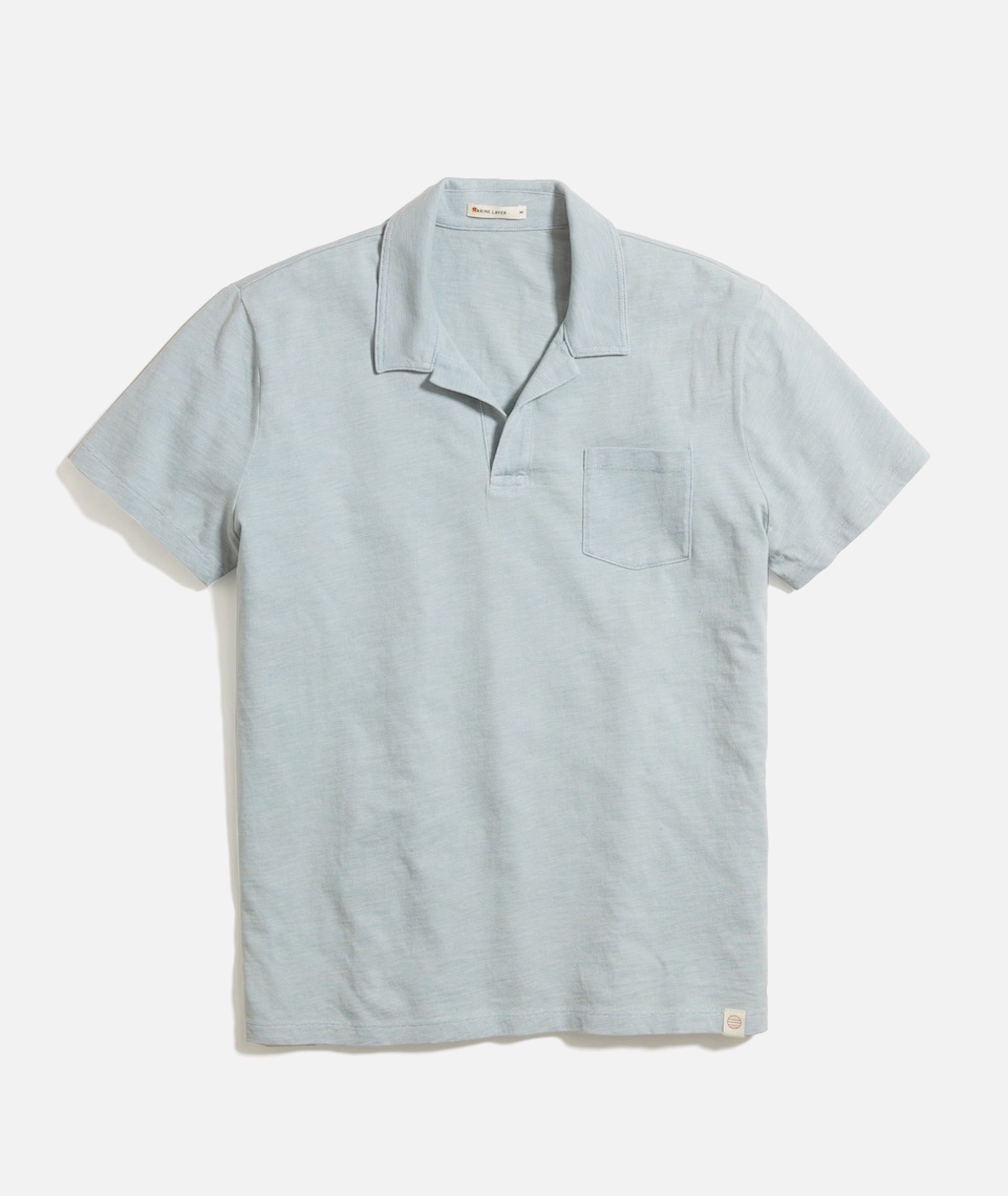 Layer – in Pique Polo China Cotton Blue Heather Cool Marine