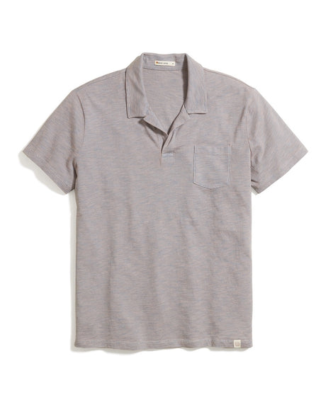 Indigo Space Dye Polo in Navy/Pink