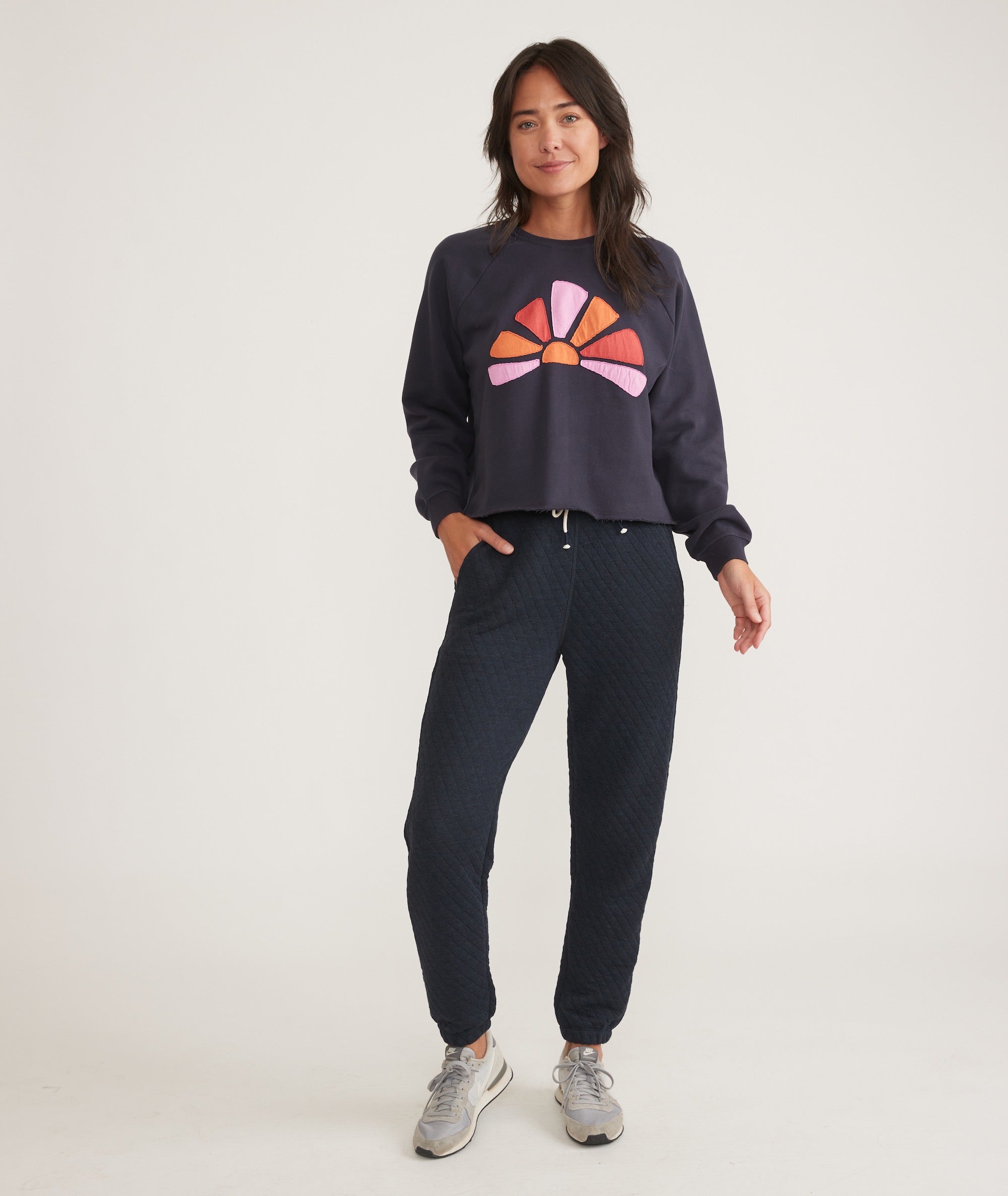 Black store quilted joggers