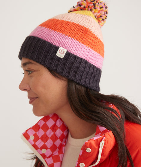 Donner Stripe Pom Beanie