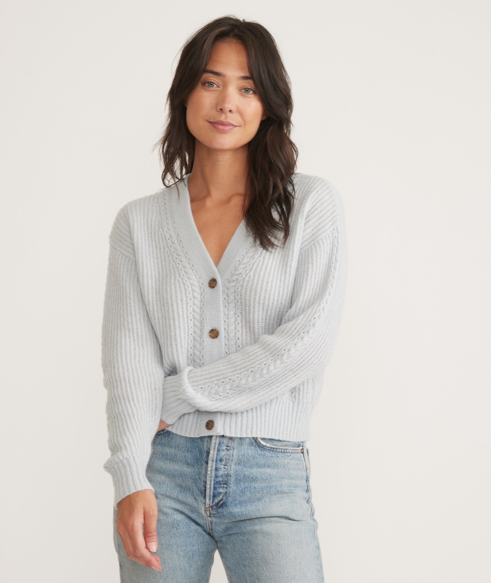 Cropped gray cardigan hotsell