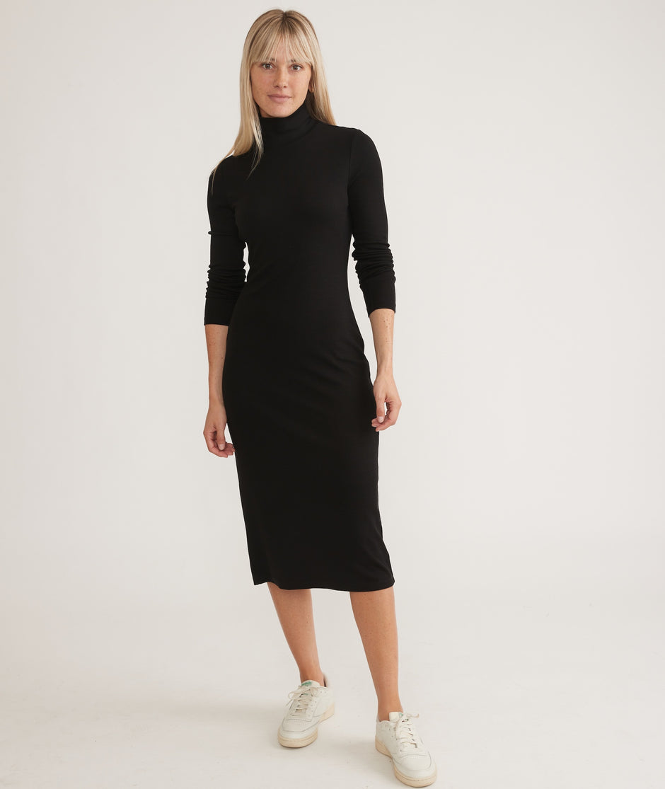 Lexi Rib Turtleneck Midi Dress