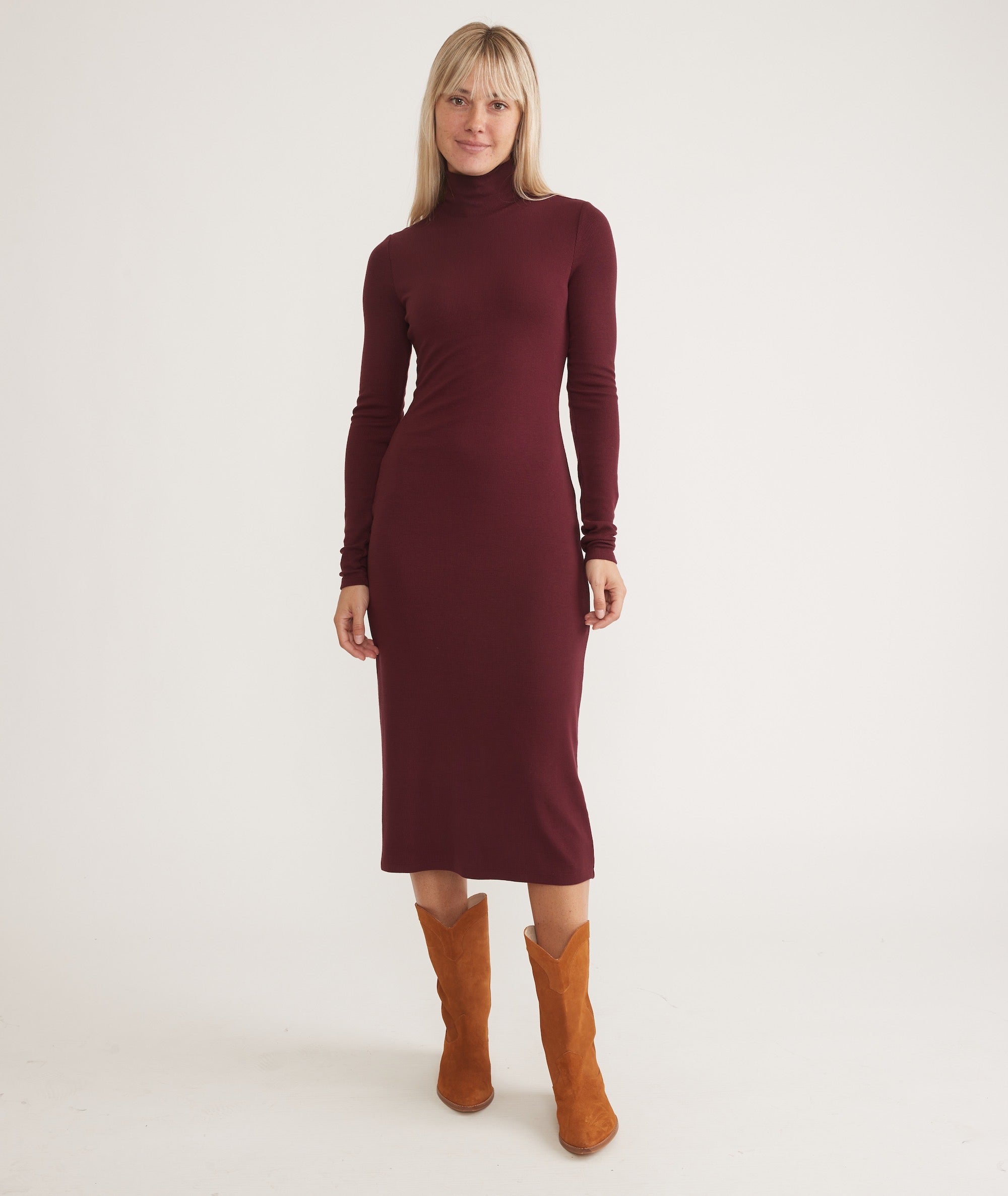 Long sleeve online turtleneck midi dress
