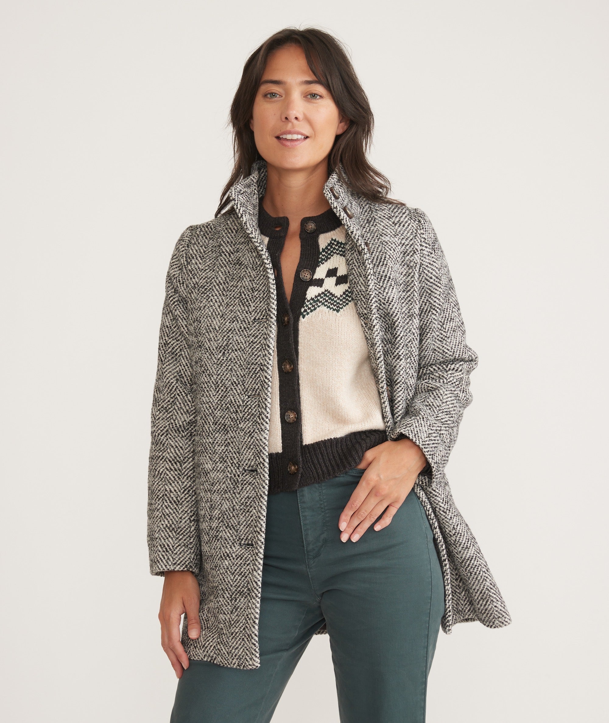 Herringbone cocoon coat 2025
