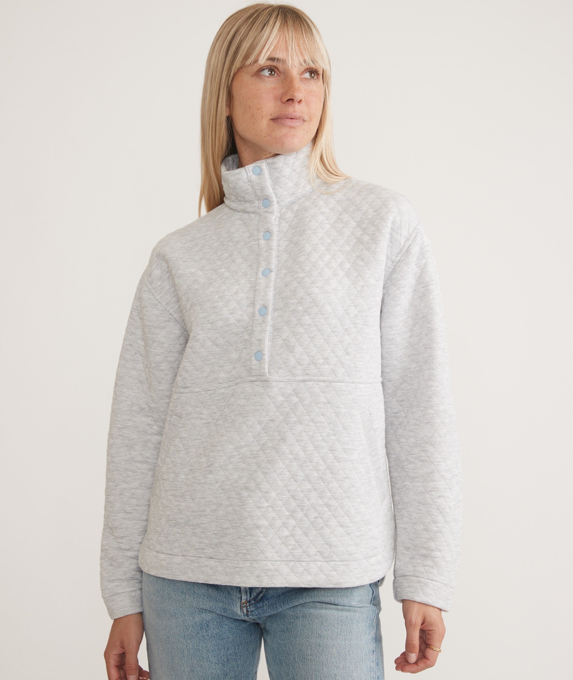 Quilted funnel outlet neck pullover