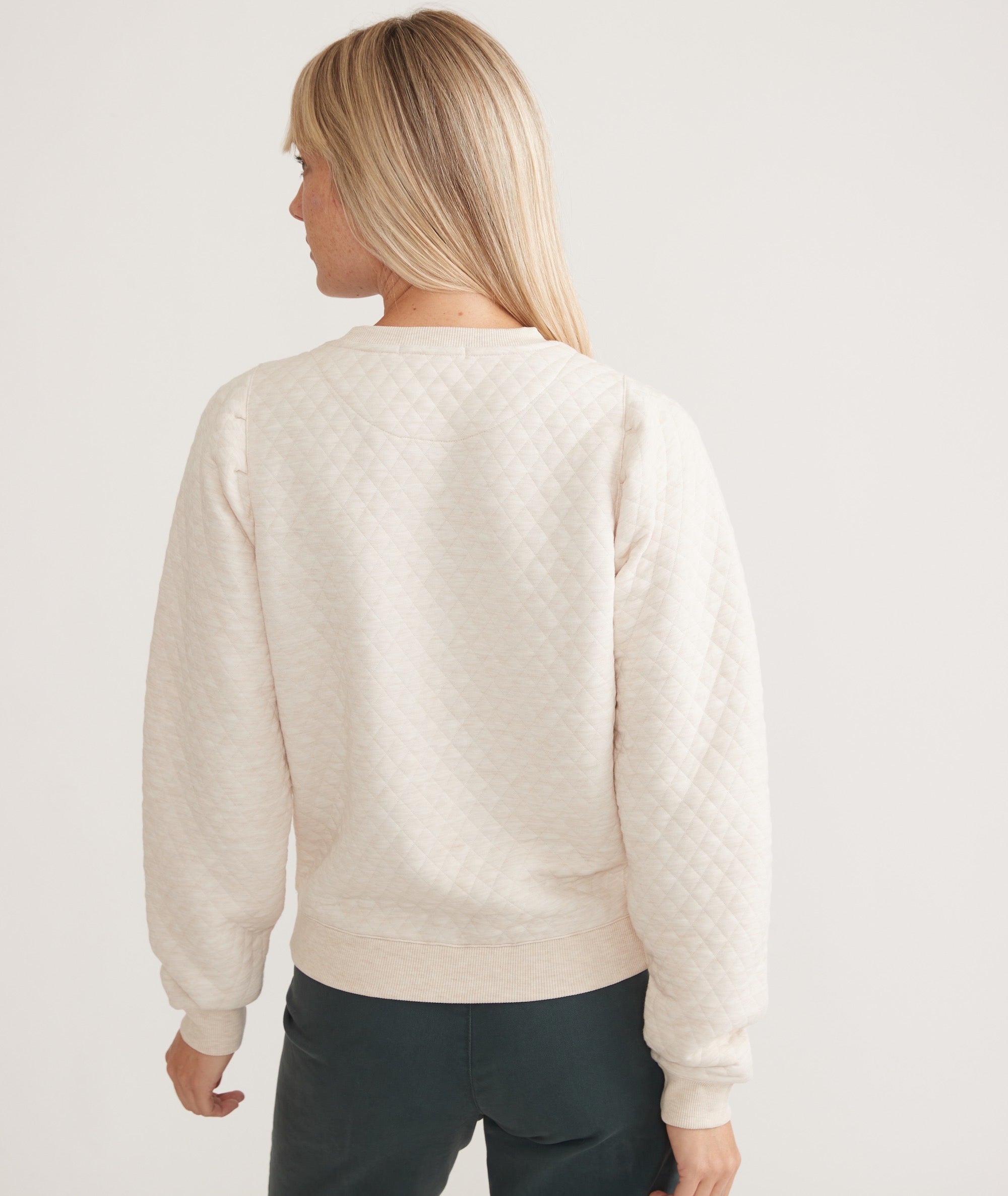 Women's Corbet Quilted Puff Sleeve Crewneck in Oatmeal – Marine Layer