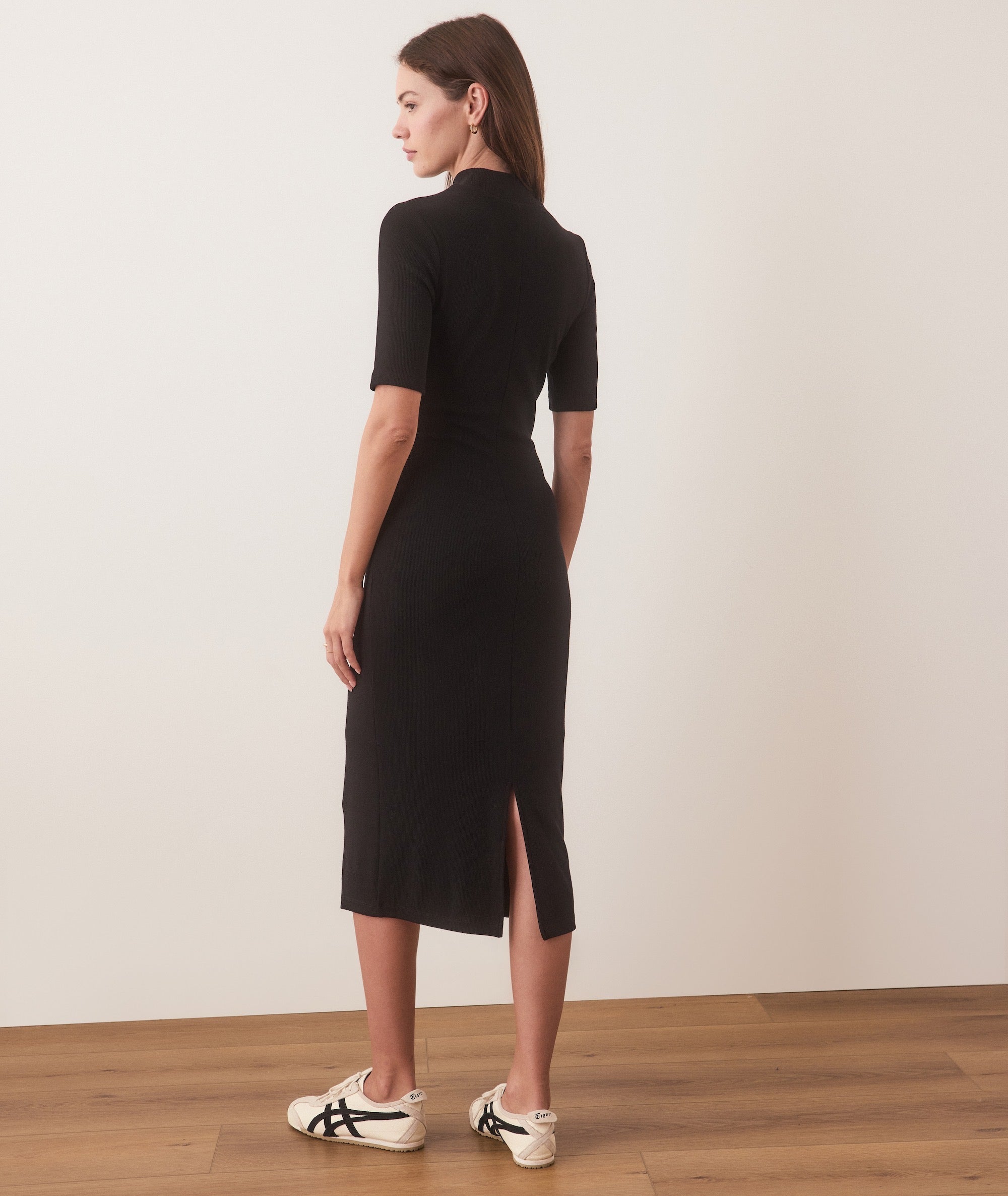 Marine Layer Lexi Rib Mock Neck Midi Dress - Black / M Marine Layer Lexi Rib Mock Neck Midi Dress - Black / M