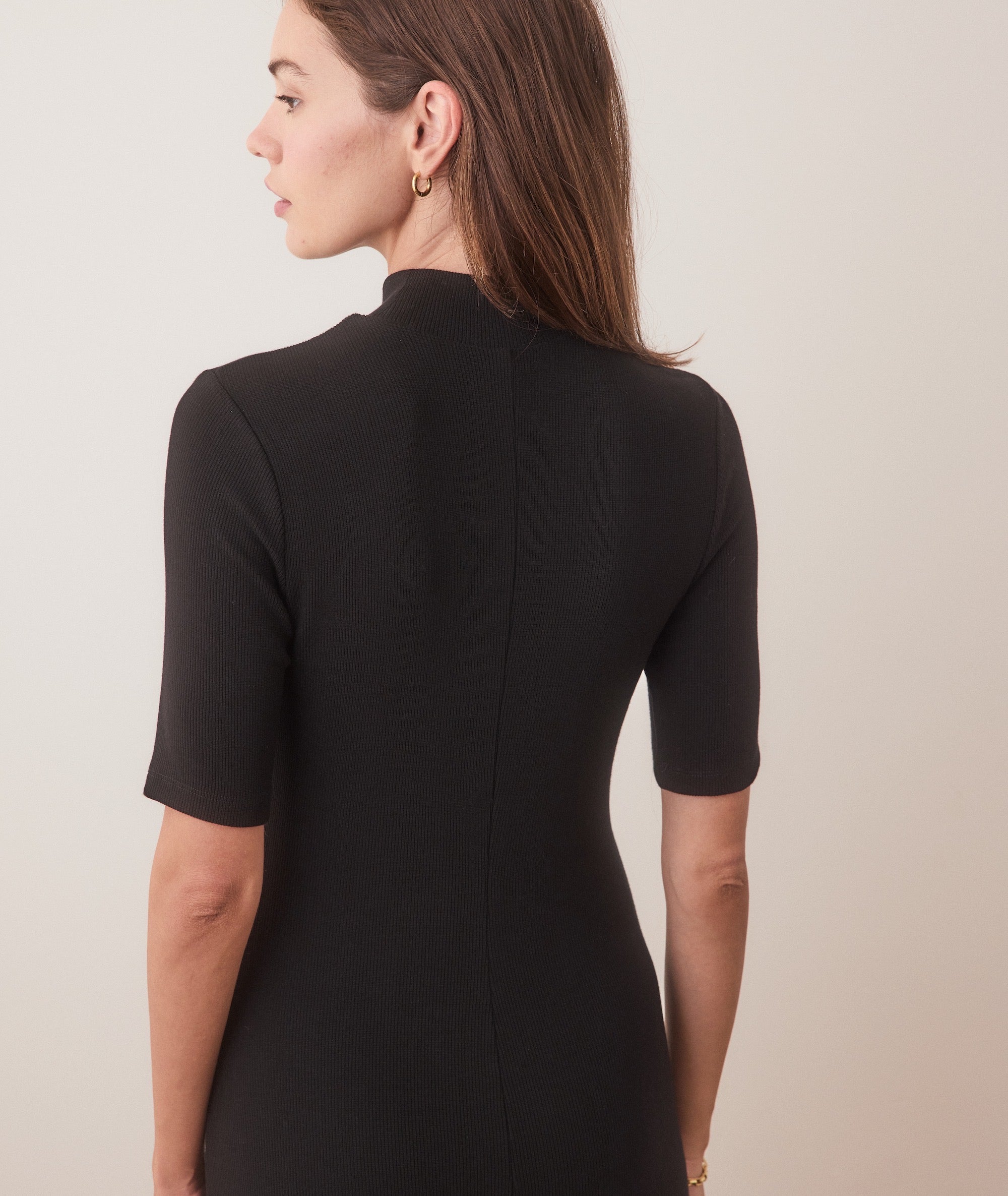 Marine Layer Lexi Rib Mock Neck Midi Dress - Black / M Marine Layer Lexi Rib Mock Neck Midi Dress - Black / M