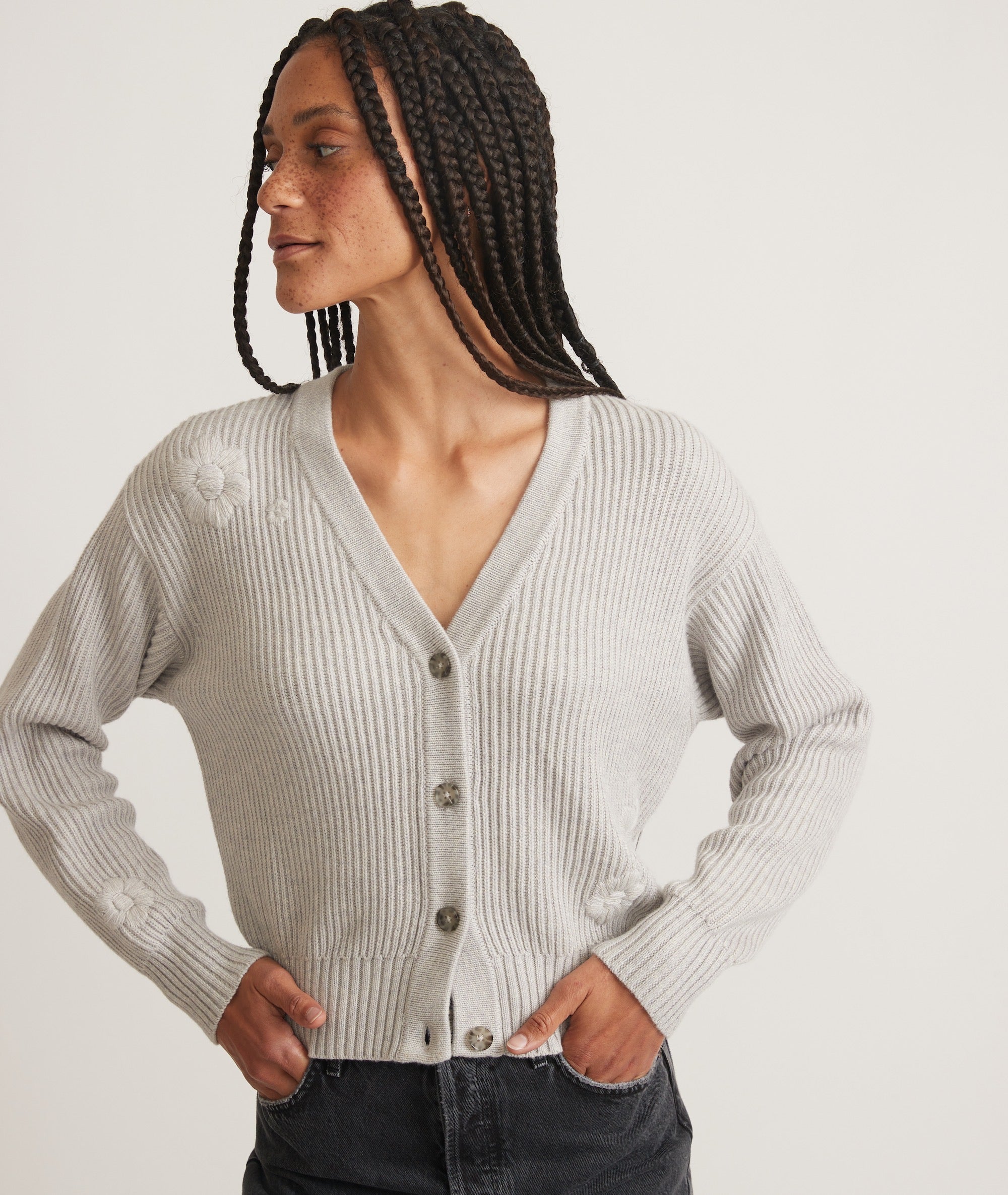 Grey cardigan cropped online