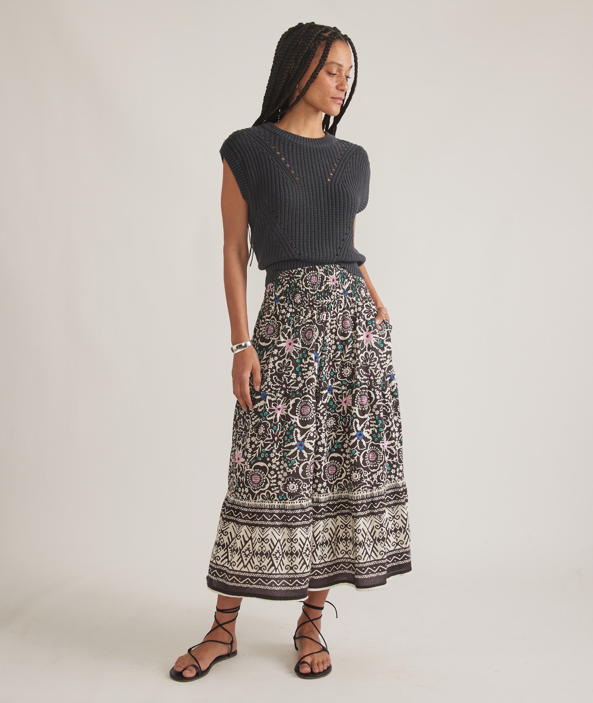 Corinna pleated maxi skirt in flora mirage shop