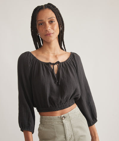 Tiana Double Cloth Cropped Blouse