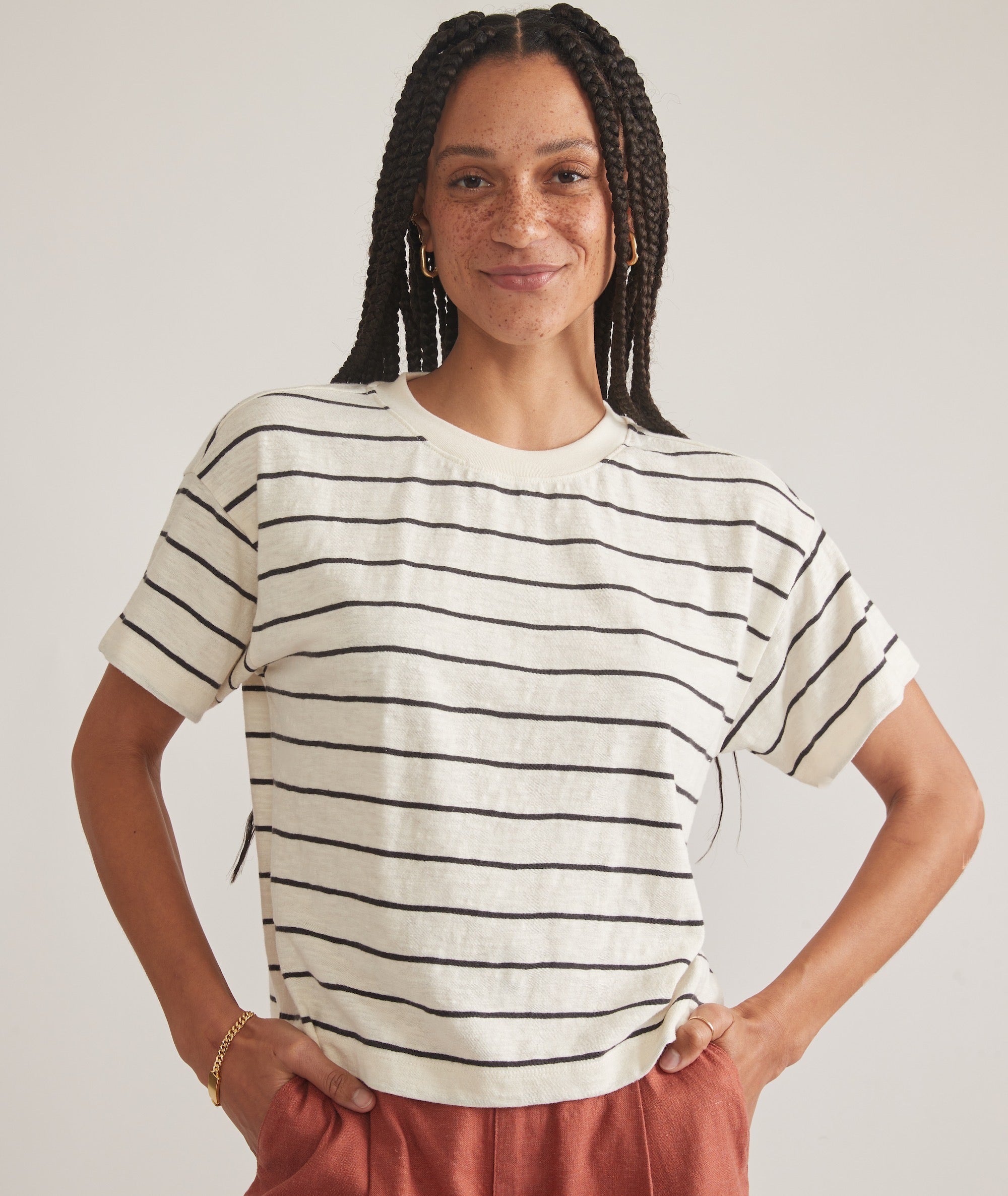 Sadie Vintage Slub Crop Tee Marine Layer