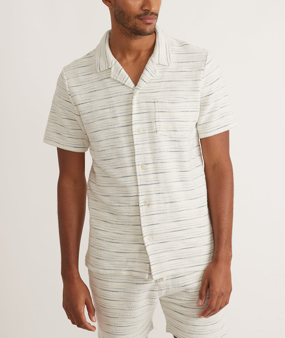 Beach Textured Resort Shirt in Natural Multi Stripe – Marine Layer