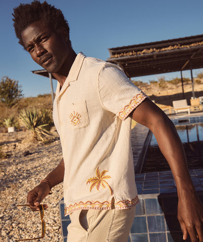 Stretch Selvage Embroidered Resort Shirt