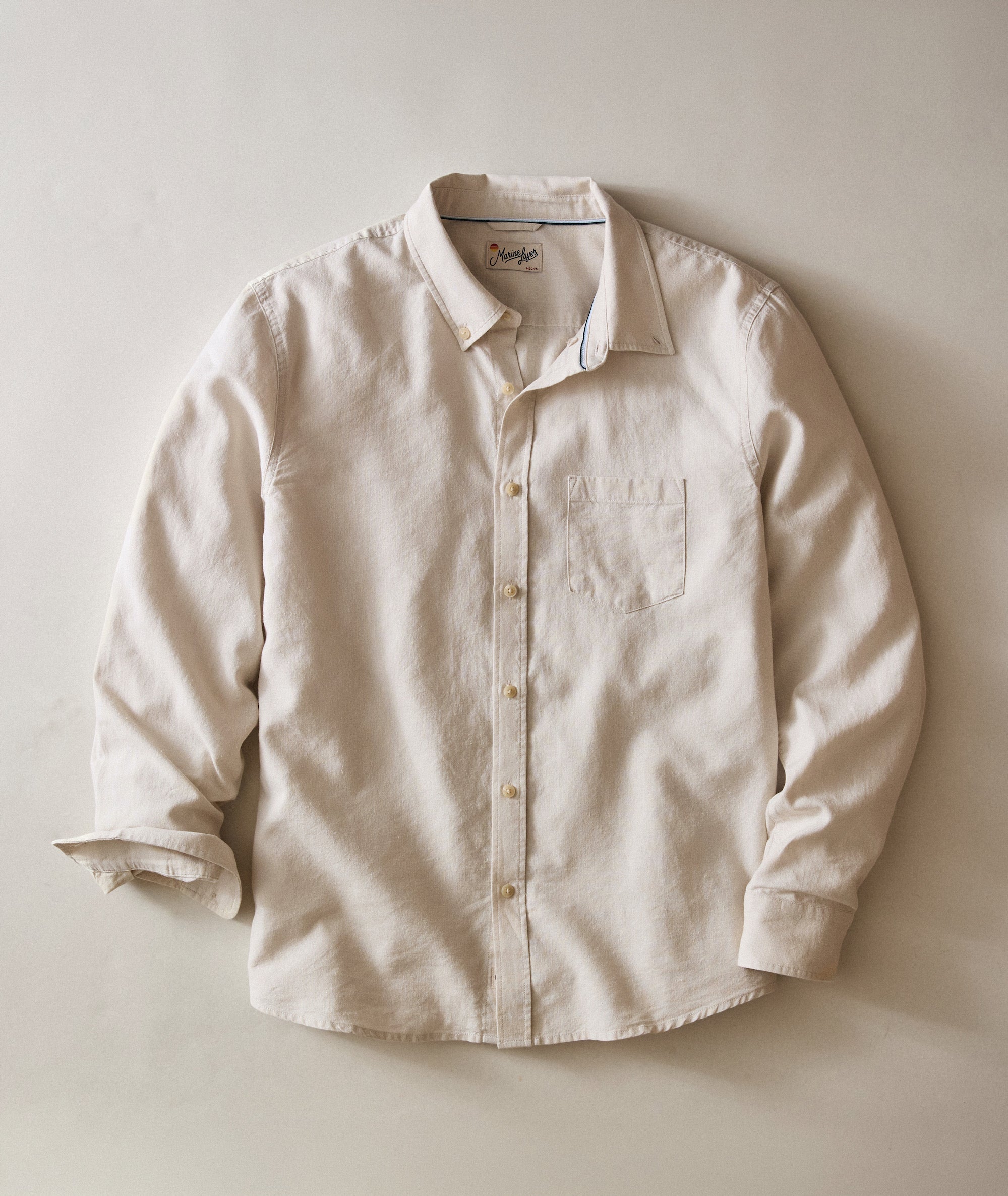 Marine Layer Men's Better Than Linen Shirt - Tan/Beige - Size S - Flax Marine Layer Men's Better Than Linen Shirt - Tan/Beige - Size S - Flax