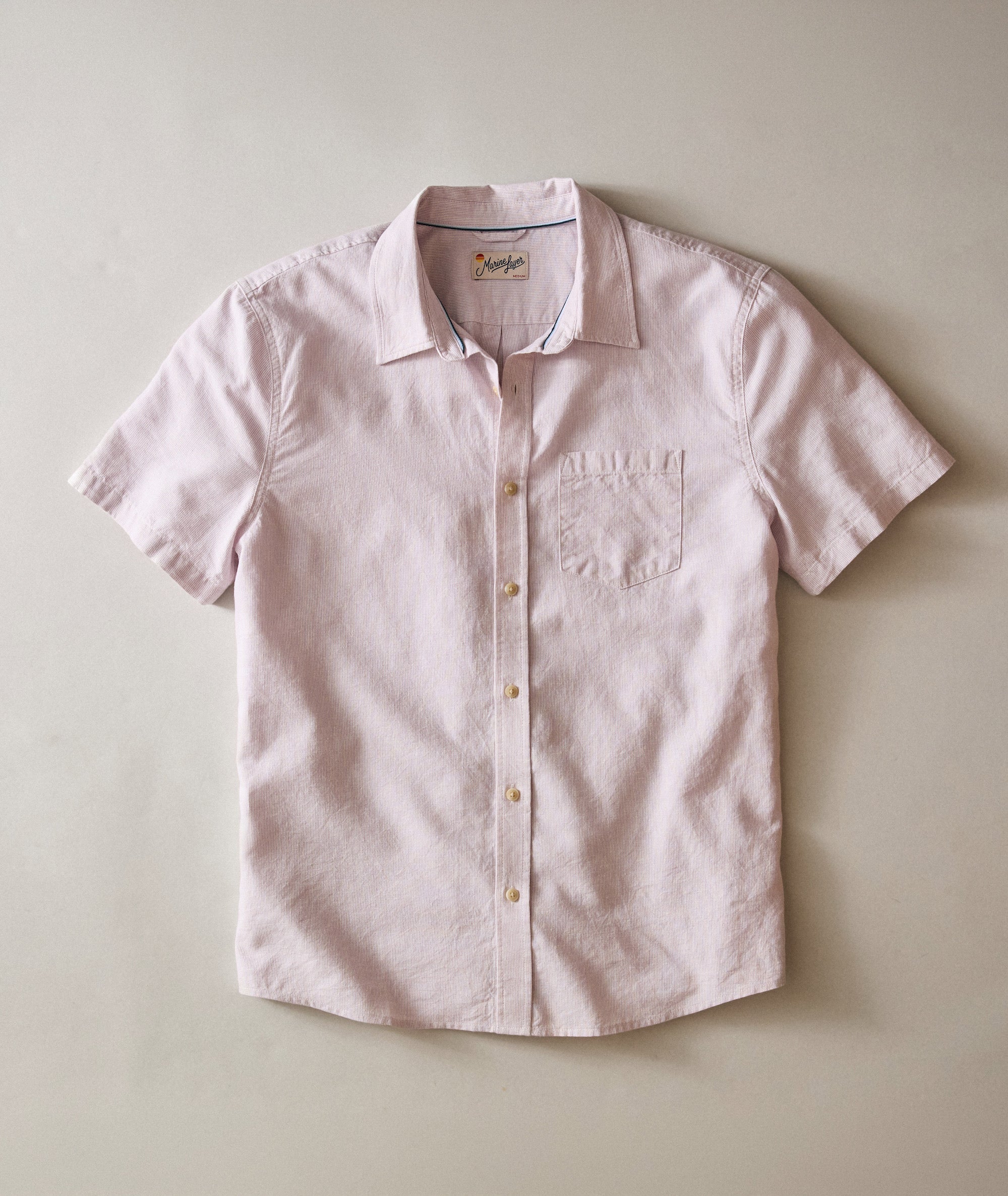short sleeve linen dress shirts Marine Layer Better Than Linen Men Shirt in Purple