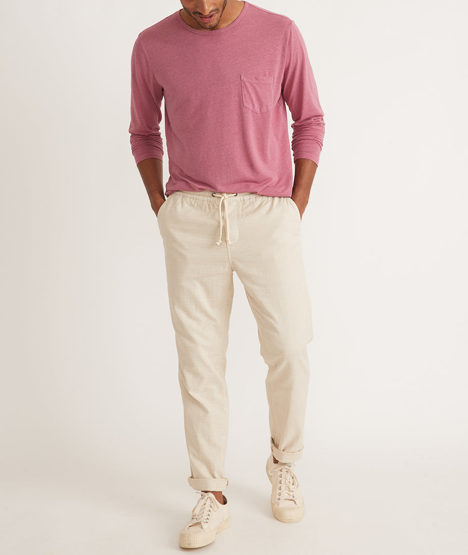 Long Sleeve Hemp Cotton Pocket Tee in Rose Wine – Marine Layer