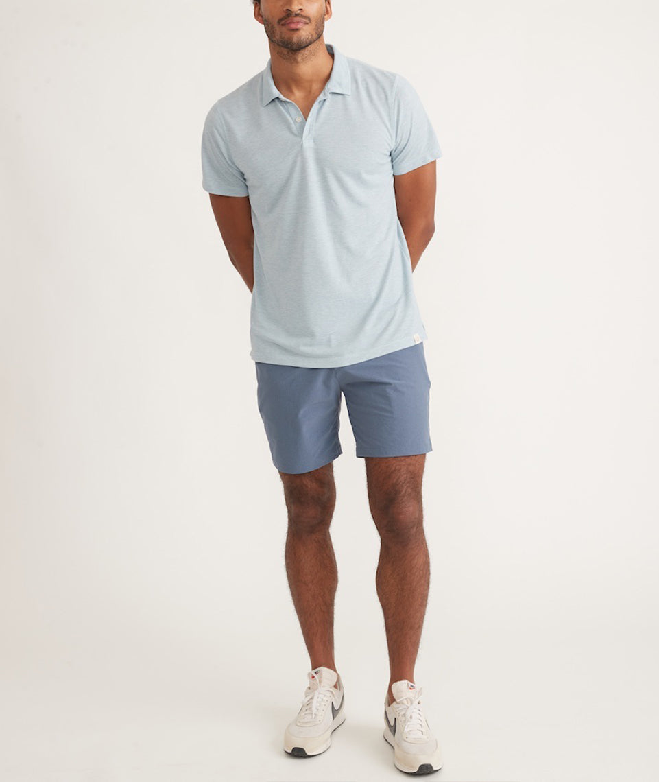 Blue – Layer China Cotton Cool Pique in Polo Heather Marine