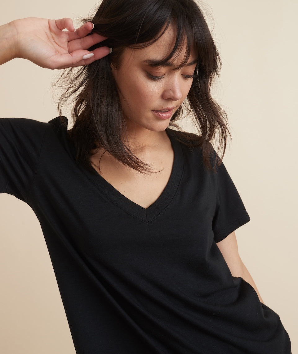 Classic V-Neck Tee in Black – Marine Layer