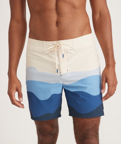 6" 4-Way Stretch Board Short in Blue Wave