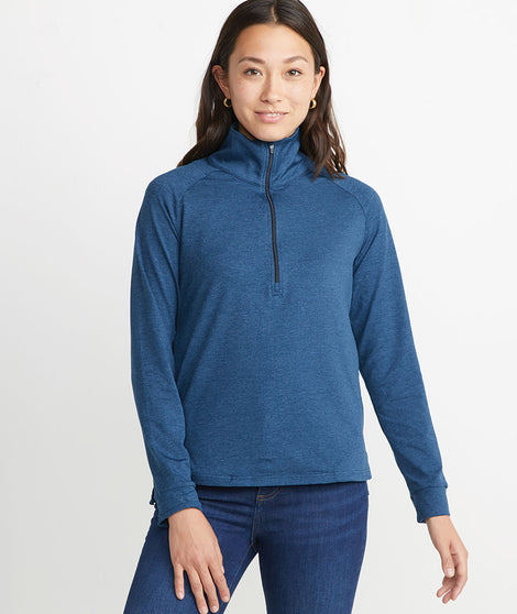 Women's Sport Quarter Zip in Deep Denim
