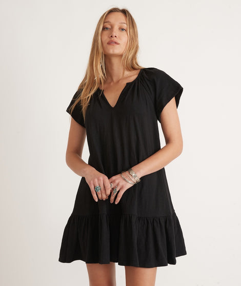 Amara Flutter Sleeve Mini Dress in Black