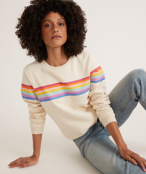 Anytime Sweatshirt in Antique White Rainbow Stripe