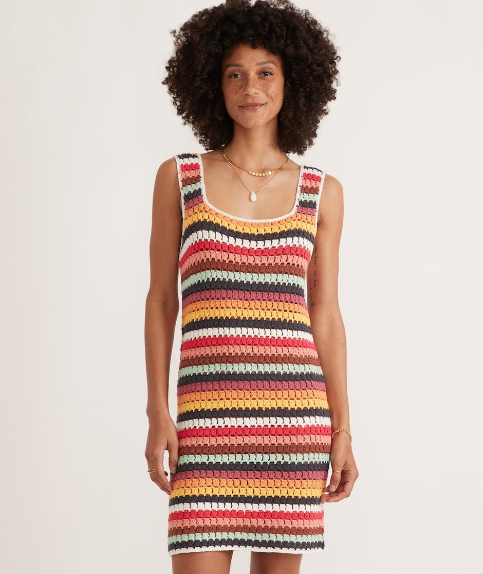 Fiona Crochet Dress in Multi Stripe