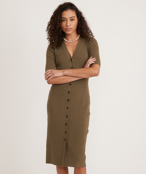 Bella Button Down Dress in Burnt Olive