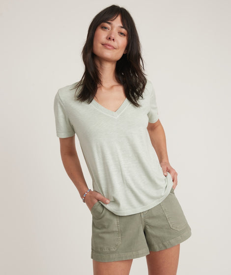 Boyfriend V-Neck Tee in Smoke Green