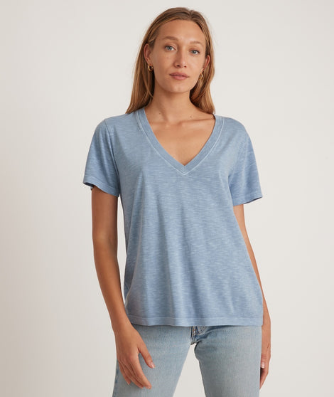Boyfriend V-Neck Tee in Coronet Blue
