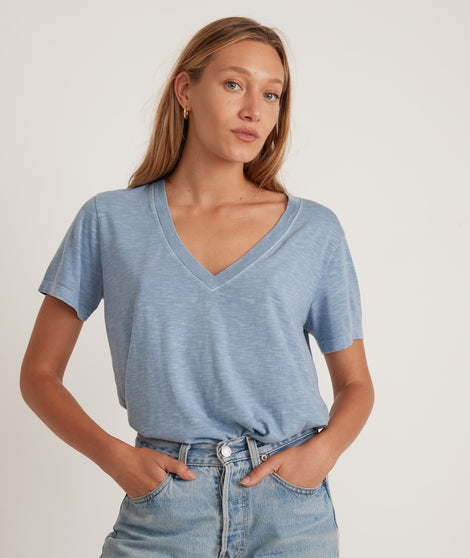 Boyfriend V-Neck Tee in Coronet Blue