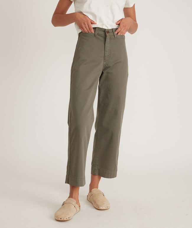 Bridget Slim Wide Leg Crop in Olive – Marine Layer