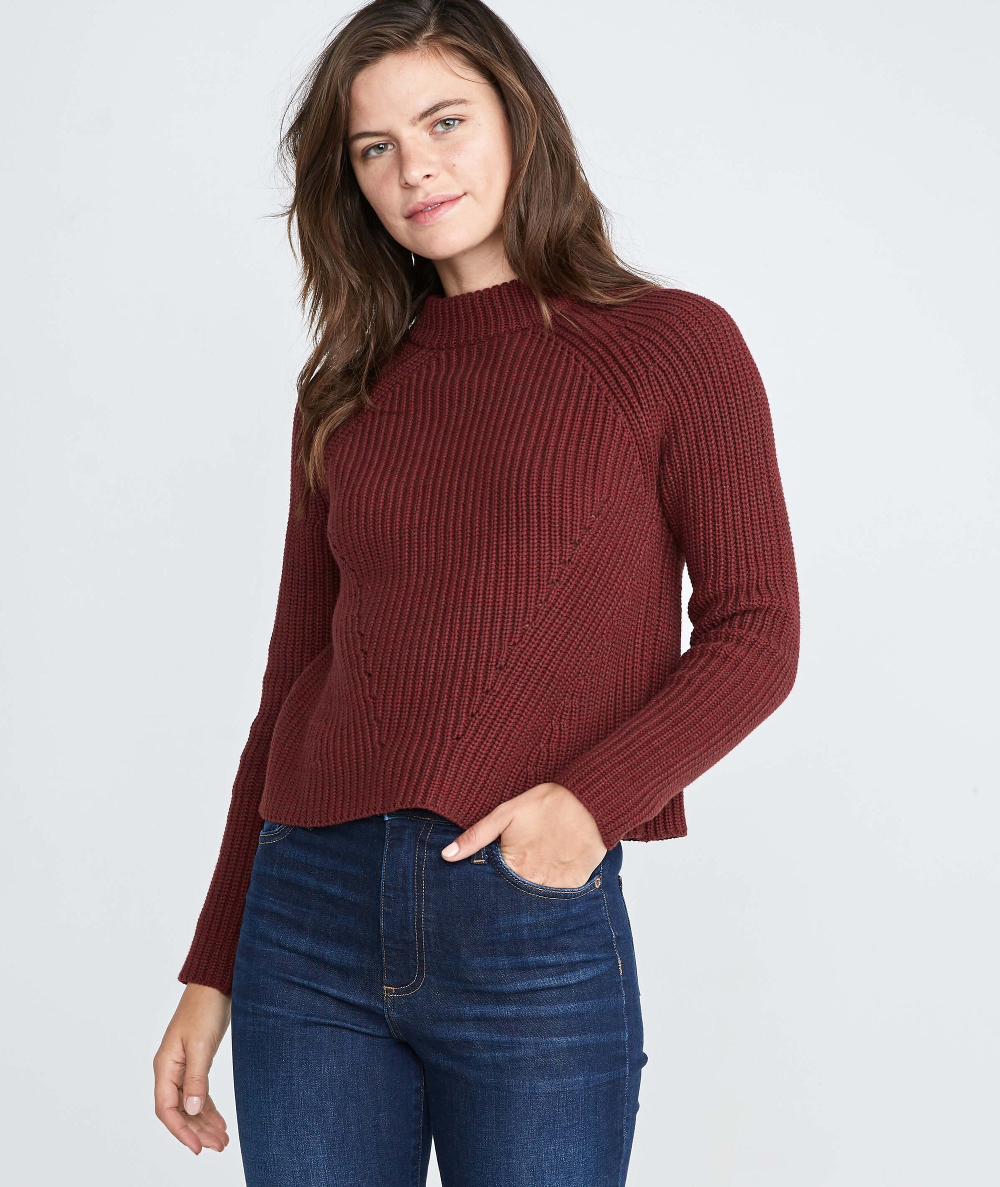 Cleo Mock Neck Sweater in Rosewood – Marine Layer