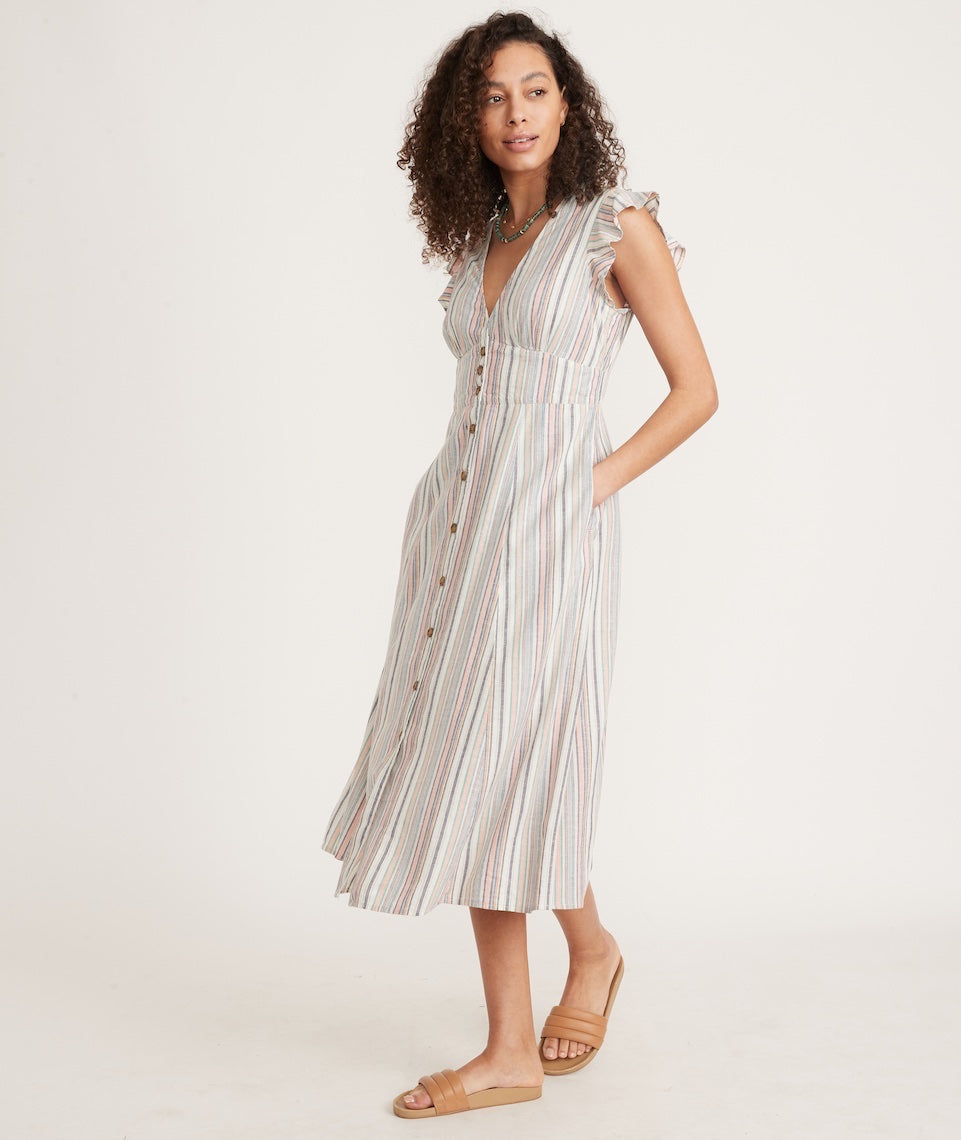 Stripe button sales midi dress