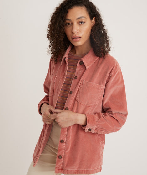 Carrie Cord Shirt Jacket in Brick Dust