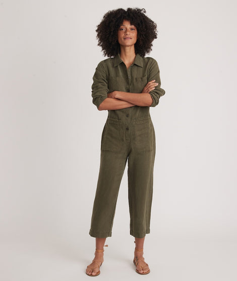 Charlie Utility Jumpsuit in Faded Olive