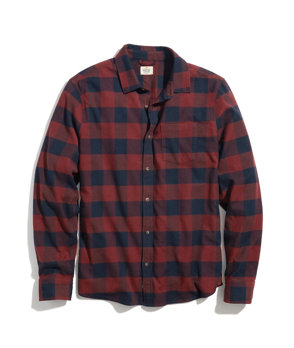 Classic Fit Long Sleeve Balboa Stretch Button Down in Navy/Red – Marine  Layer | Funktionsshirts