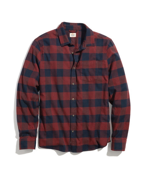 Classic Fit Long Sleeve Balboa Stretch Button Down in Navy/Red