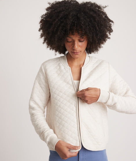 Corbet Quilted Bomber in Oatmeal