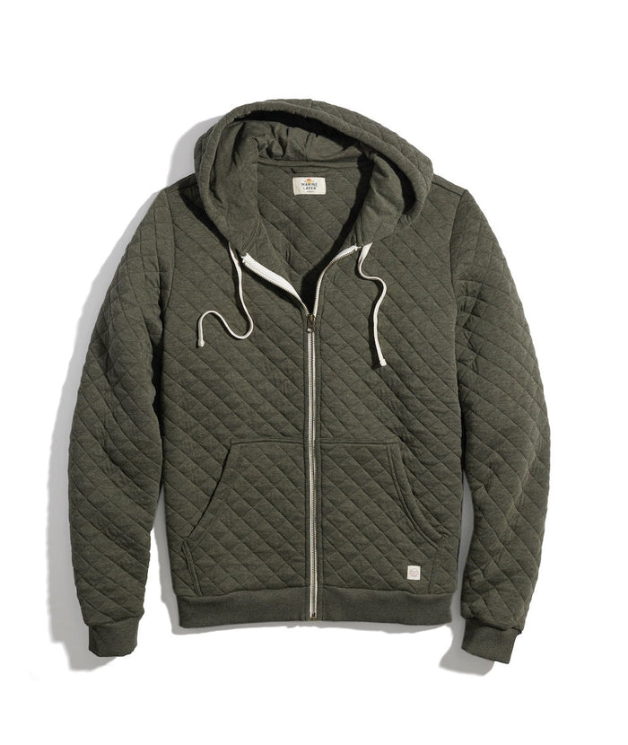 Men's Corbet Quilted Full Zip Hoodie in Olive Heather – Marine Layer