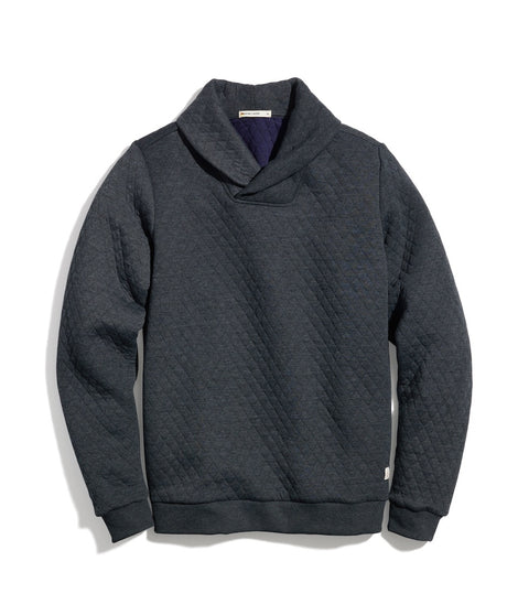 Corbet Quilted Shawl Collar Pullover in Dark Charcoal